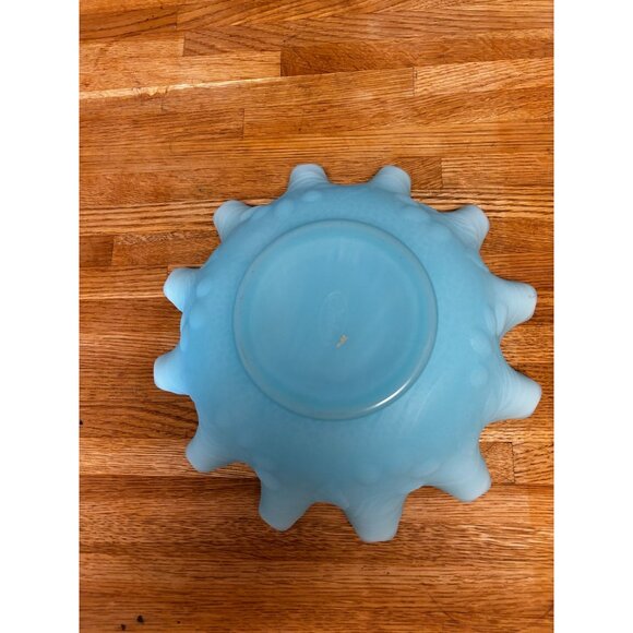 VTG Fenton Bowl blue Glass Ruffled Edge Candy Jewelry Fruit Compote 7 5/8" - Picture 6 of 8